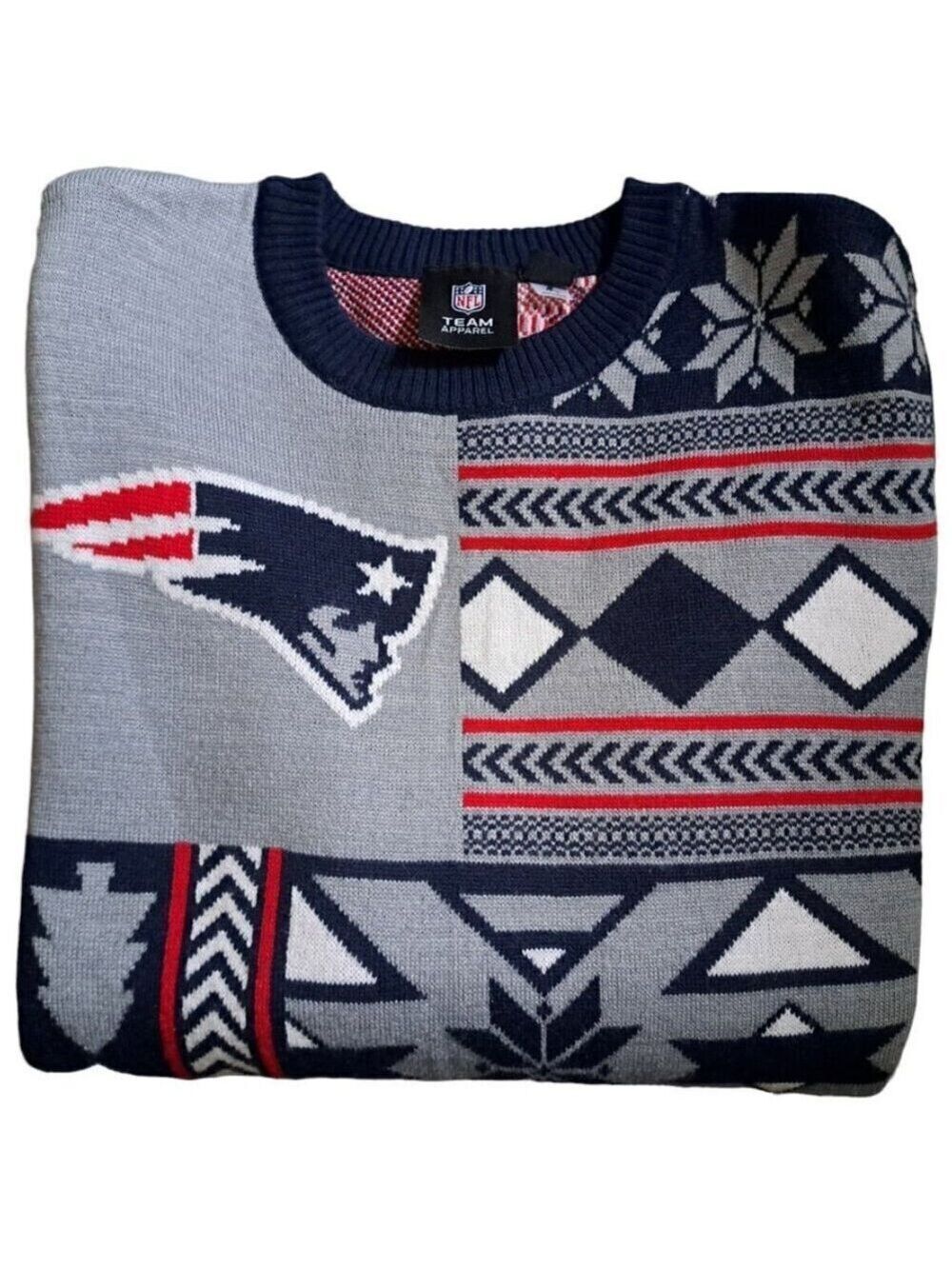 VTG NFL TEAM APPAREL PATRIOTS acrylic Ugly Christmas SWEATER Holiday winter S